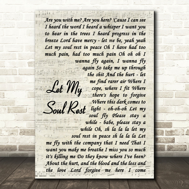 RPA The United Nations Of Sound Let My Soul Rest Vintage Script Song Lyric Print