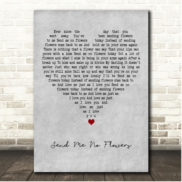 Doris Day Send Me No Flowers Grey Heart Song Lyric Print