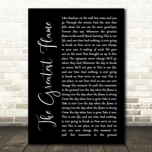 Runrig The Greatest Flame Black Script Song Lyric Quote Print