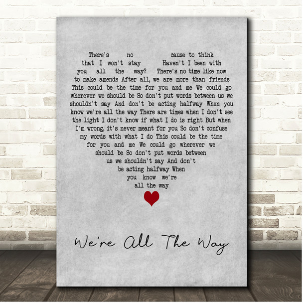 Eric Clapton Were All The Way Grey Heart Song Lyric Print