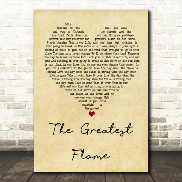 Runrig The Greatest Flame Vintage Heart Song Lyric Quote Print