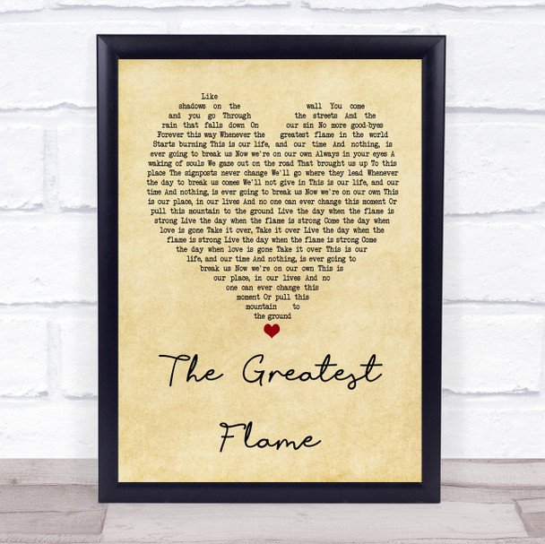 Runrig The Greatest Flame Vintage Heart Song Lyric Quote Print