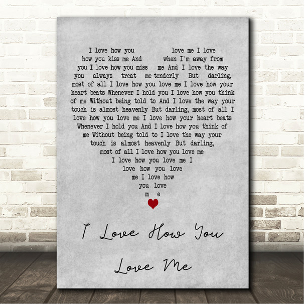 Glen Campbell I Love How You Love Me Grey Heart Song Lyric Print