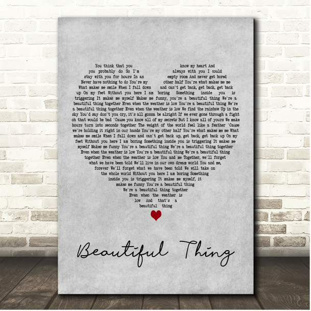 Grace VanderWaal Beautiful Thing Grey Heart Song Lyric Print