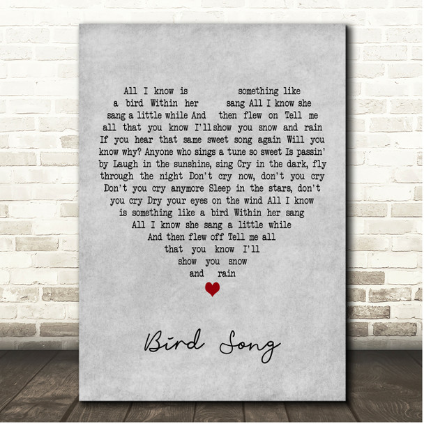 Grateful Dead Bird Song Grey Heart Song Lyric Print