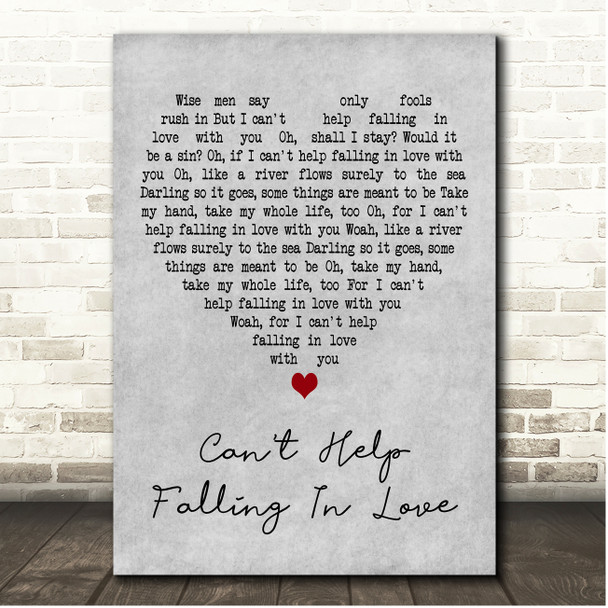 Haley Reinhart Cant Help Falling In Love Grey Heart Song Lyric Print