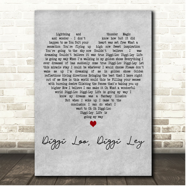 Herreys Diggi Loo, Diggi Ley Grey Heart Song Lyric Print