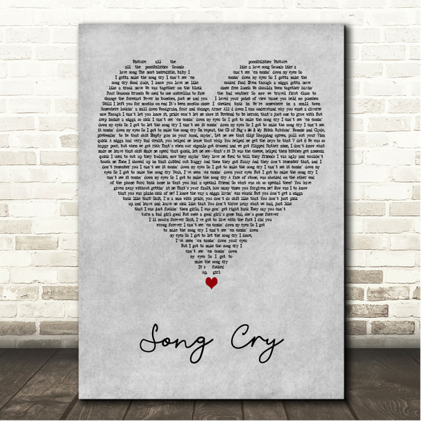 JAY-Z Song Cry Grey Heart Song Lyric Print