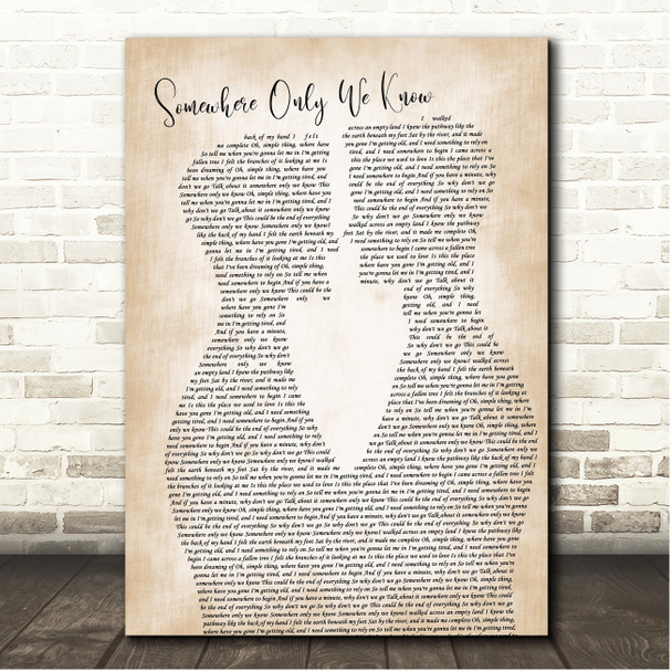 Keane Somewhere Only We Know Gay Male Couple Song Lyric Print