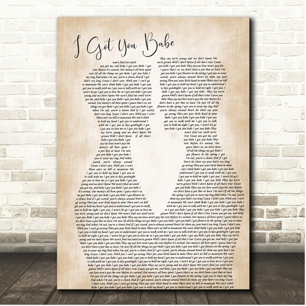 Sonny & Cher I Got You Babe Gay Male Couple Song Lyric Print