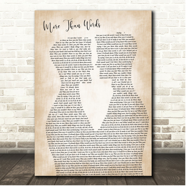Extreme More Than Words Gay Male Couple Song Lyric Print