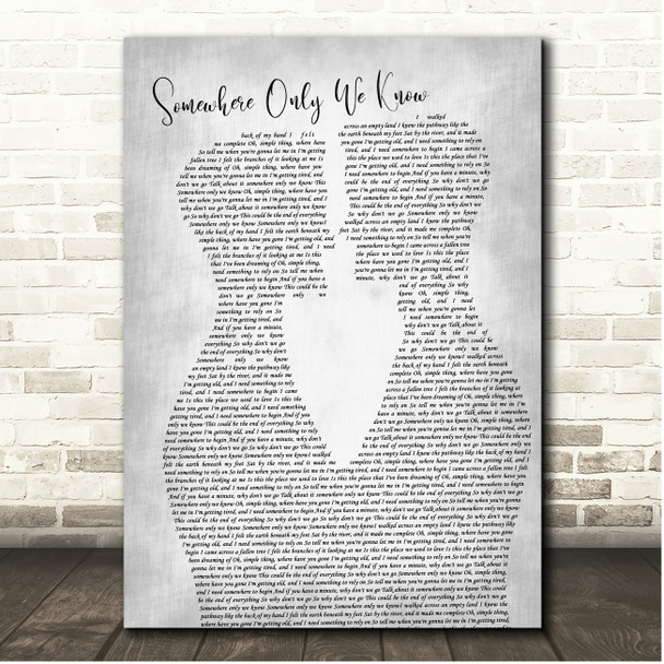 Keane Somewhere Only We Know Grey Gay Plain Couple Song Lyric Print
