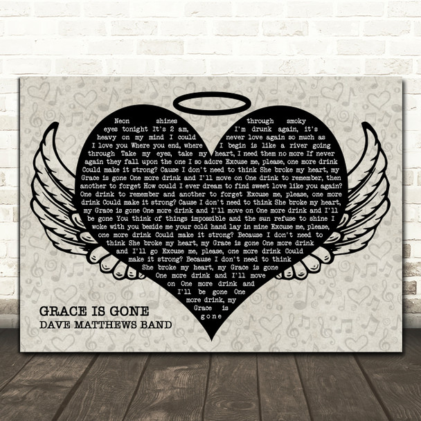 Dave Matthews Band Grace Is Gone Heart Angel Wings Halo Song Lyric Print