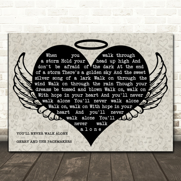 Gerry And The Pacemakers You'll Never Walk Alone Heart Angel Wings Halo Song Lyric Print