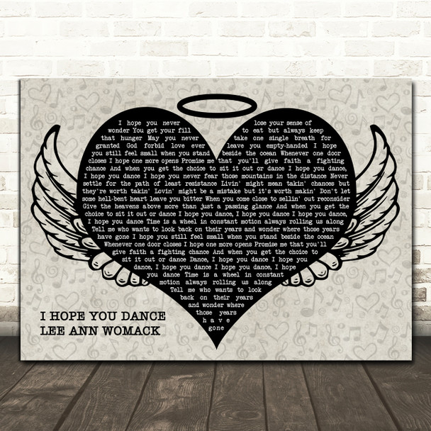 Lee Ann Womack I Hope You Dance Heart Angel Wings Halo Song Lyric Print
