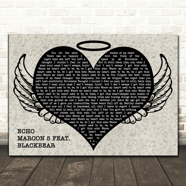 Maroon 5 feat. Blackbear Echo Heart Angel Wings Halo Song Lyric Print