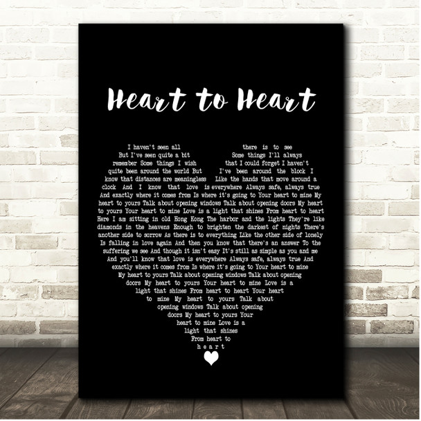 John Denver Heart To Heart Black Heart Song Lyric Print