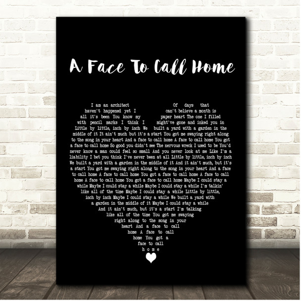 John Mayer A Face To Call Home Black Heart Song Lyric Print