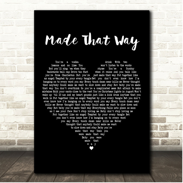 Jordan Davis Made That Way Black Heart Song Lyric Print