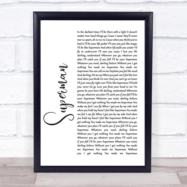 Scouting For Girls Superman White Script Song Lyric Quote Print