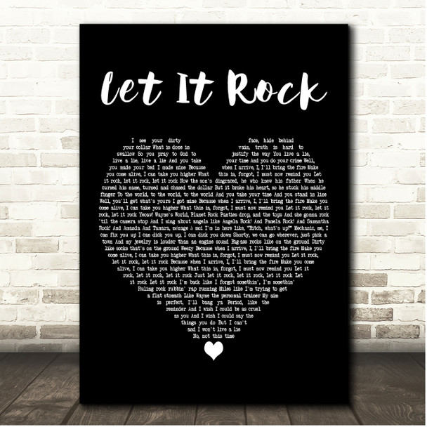 Kevin Rudolf Let It Rock Black Heart Song Lyric Print