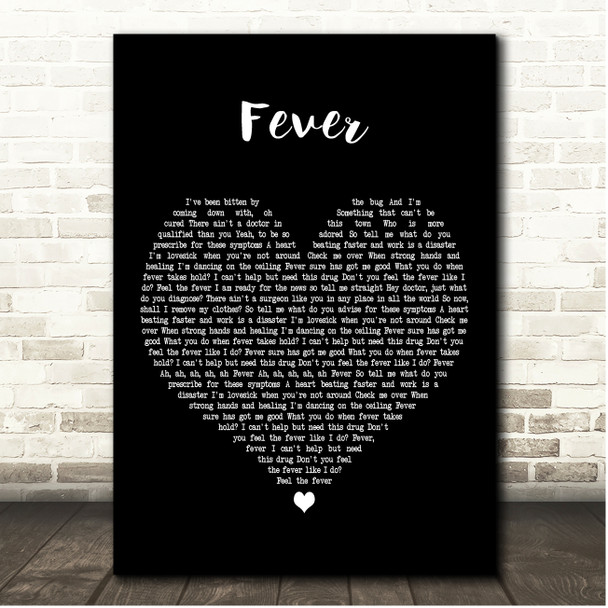 Kylie Monogue Fever Black Heart Song Lyric Print
