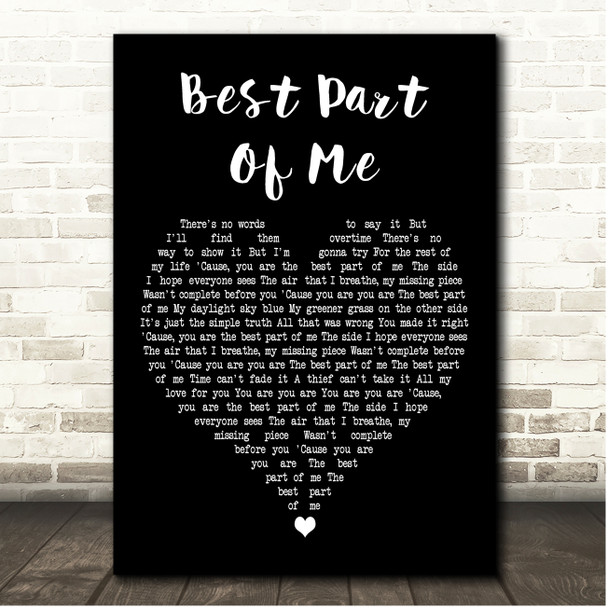 Landon Austin Best Part Of Me Black Heart Song Lyric Print