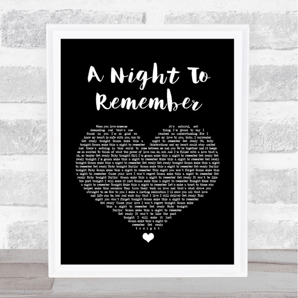 Shalamar A Night To Remember Black Heart Song Lyric Quote Print