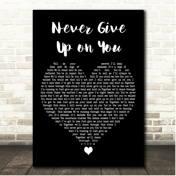 Lucie Jones Never Give Up on You Black Heart Song Lyric Print