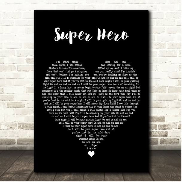 Atreyu Super Hero Black Heart Song Lyric Print