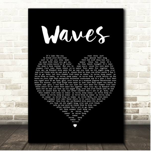 Luke Bryan Waves Black Heart Song Lyric Print