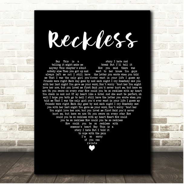 Madison Beer Reckless Black Heart Song Lyric Print