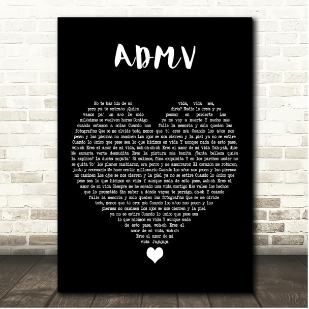 Maluma ADMV Black Heart Song Lyric Print