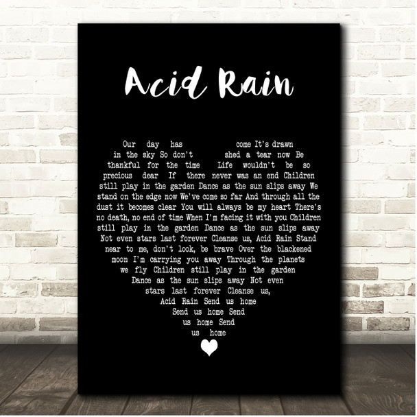 Avenged Sevenfold Acid Rain Black Heart Song Lyric Print