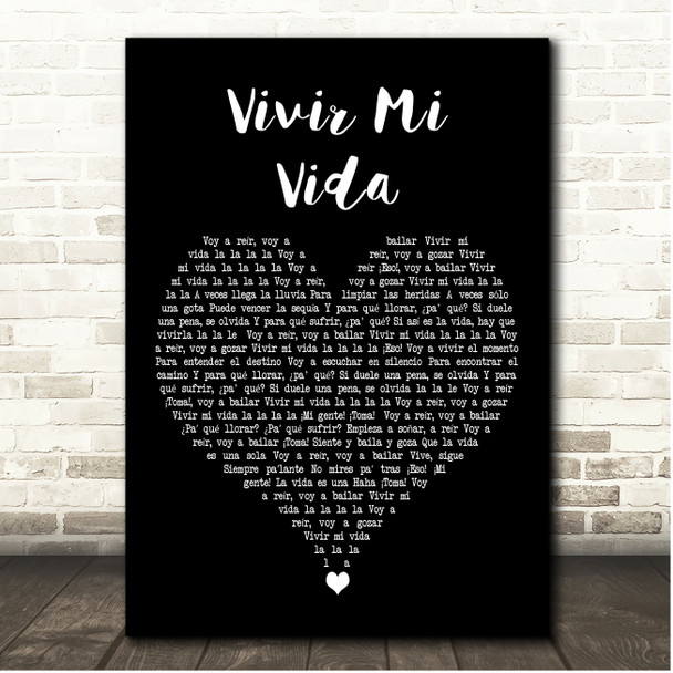 Marc Anthony Vivir Mi Vida Black Heart Song Lyric Print