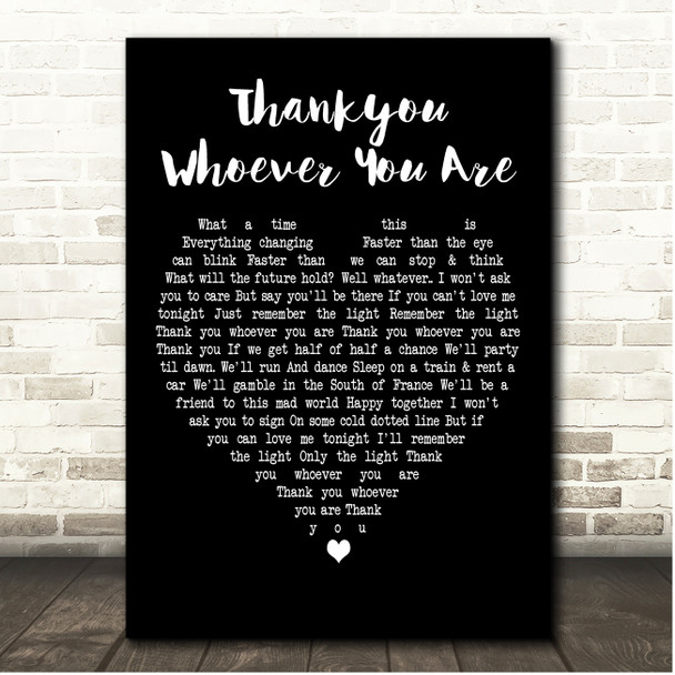 Marillion Thankyou Whoever You Are Black Heart Song Lyric Print