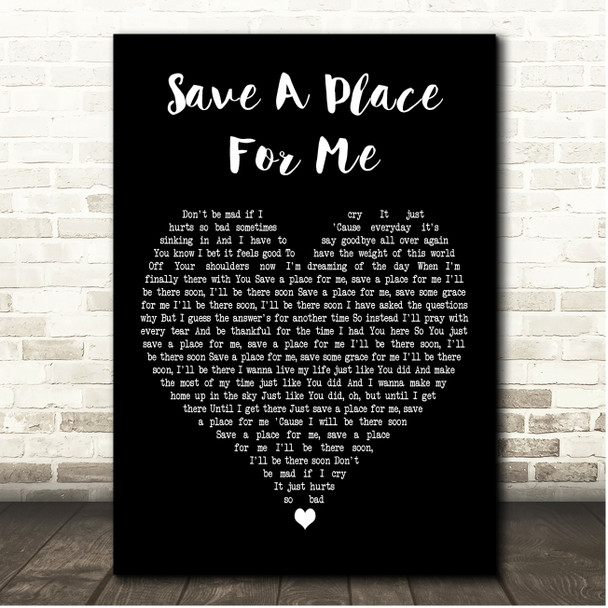 Matthew West Save A Place For Me Black Heart Song Lyric Print