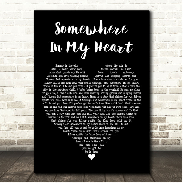 Aztec Camera Somewhere in My Heart Black Heart Song Lyric Print