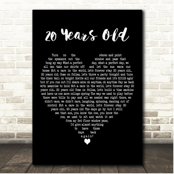 Mike Perkins 20 Years Old Black Heart Song Lyric Print