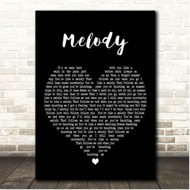 Molly Johnson Melody Black Heart Song Lyric Print