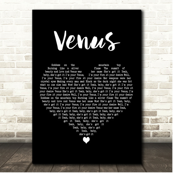 Bananarama Venus Black Heart Song Lyric Print