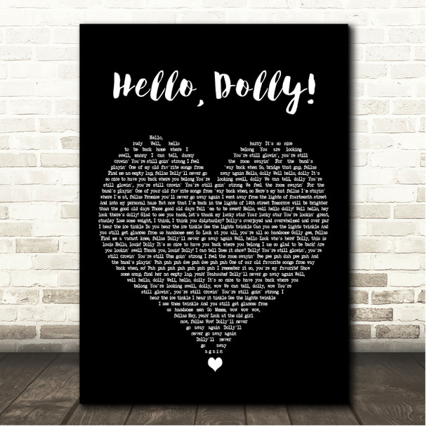 Barbra Streisand & Louis Armstrong Hello, Dolly! Black Heart Song Lyric Print