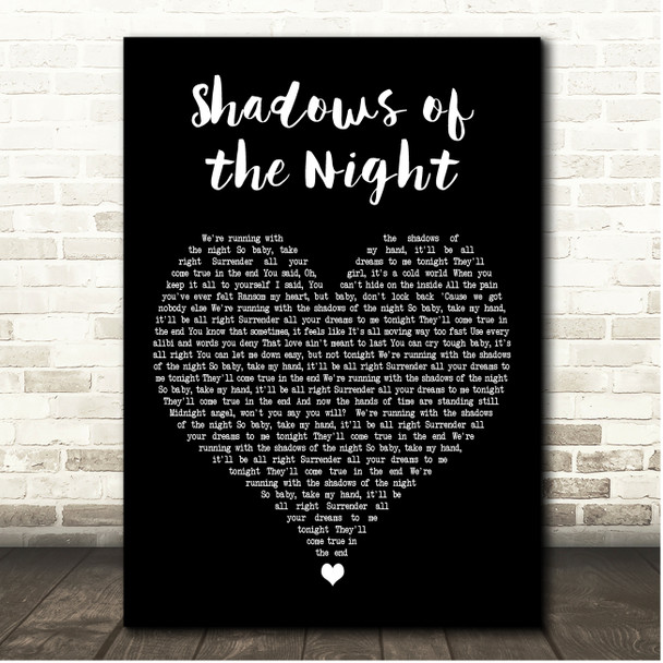 Pat Benatar Shadows of the Night Black Heart Song Lyric Print