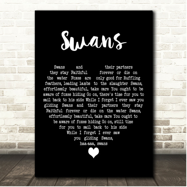 Prefab Sprout Swans Black Heart Song Lyric Print
