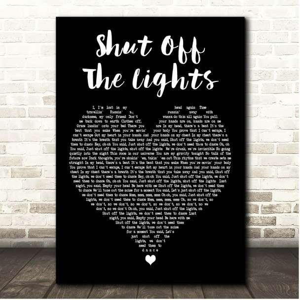 Bastille Shut Off The Lights Black Heart Song Lyric Print