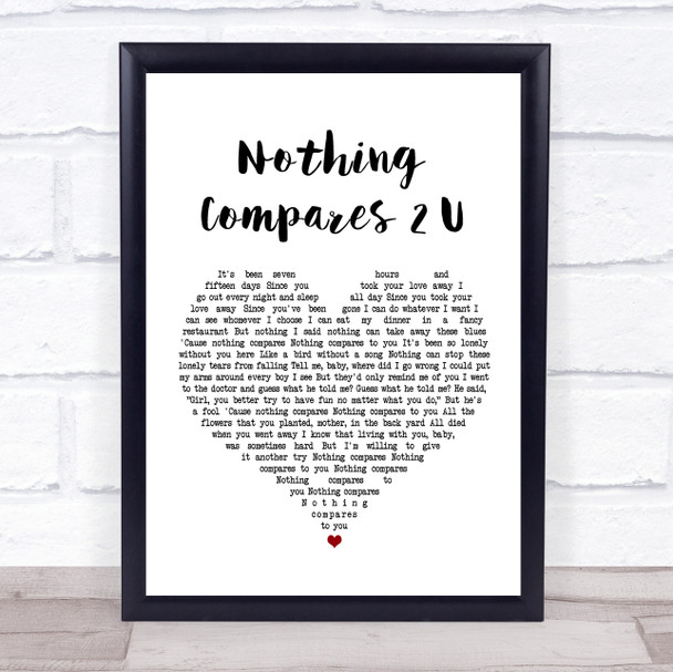 Sinead O'Connor Nothing Compares 2 U White Heart Song Lyric Quote Print