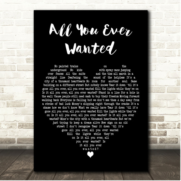 RagnBone Man All You Ever Wanted Black Heart Song Lyric Print