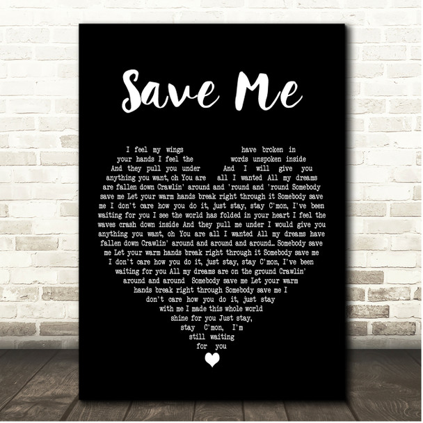 Remy Zero Save Me Black Heart Song Lyric Print