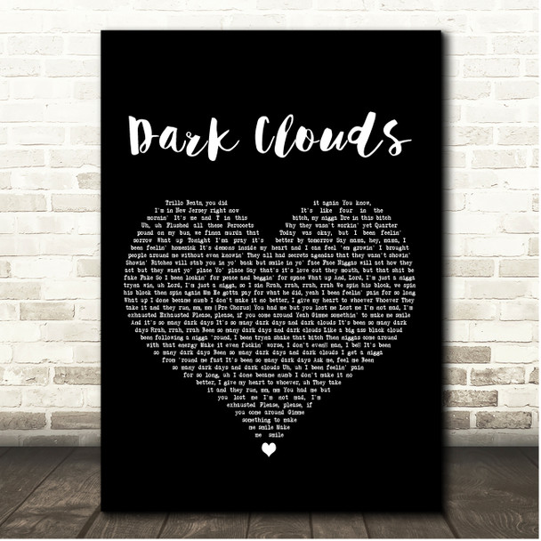 Rod Wave Dark Clouds Black Heart Song Lyric Print