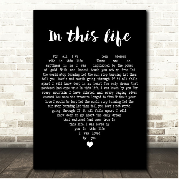 Ronan Keating In This Life Black Heart Song Lyric Print